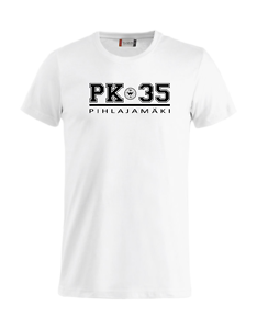 PK-35 T-paita valkoinen unisex leikkauksella